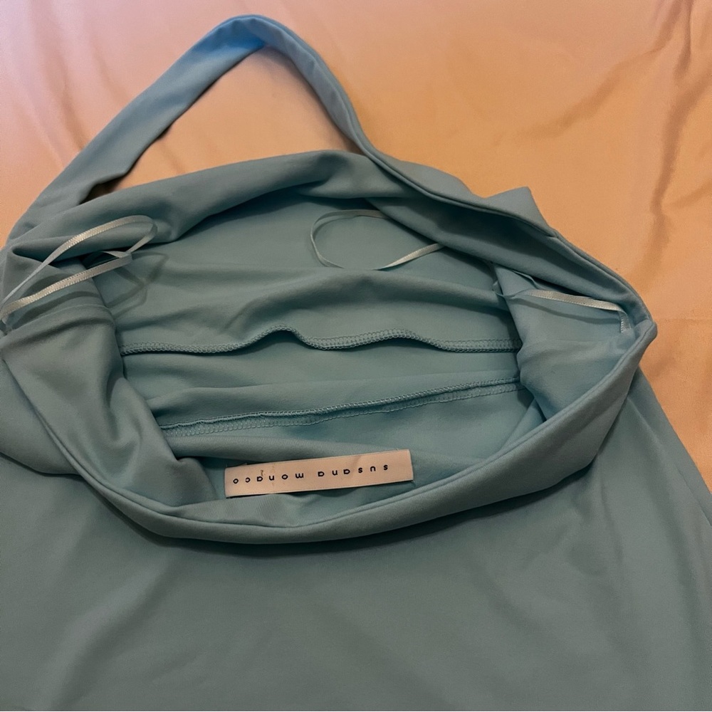 Susana Monaco Turquoise Fitted Halter Top Size Small - Picture 7 of 8